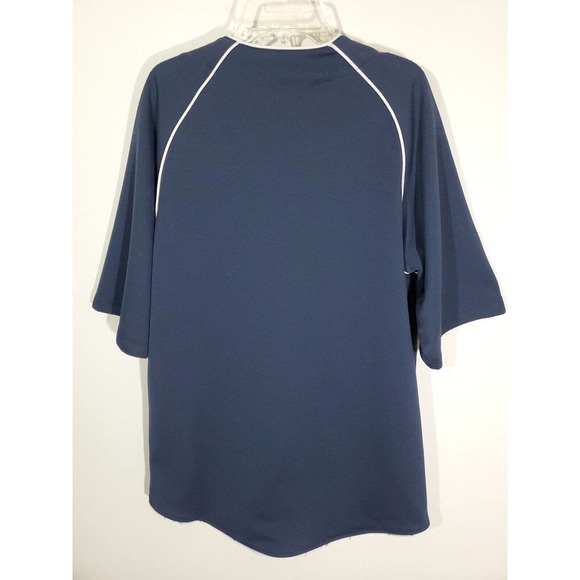 Indians Major League Baseball Short Sleeve Button Down Navy Red Jersey L (42-44) - Picture 5 of 8